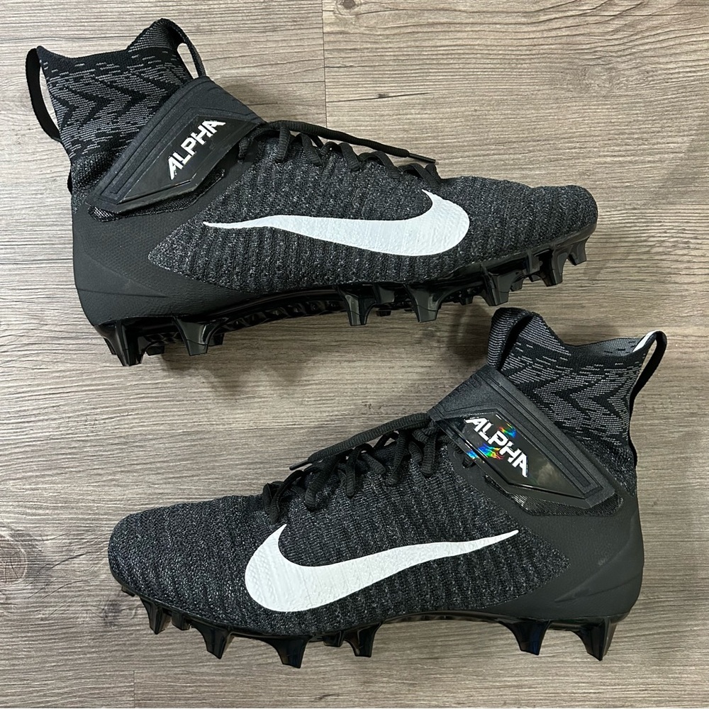 Nike Alpha Menace Elite 2 WD P FlyKnit Black White BV3298-001 Men's Sz 12.5 Wide